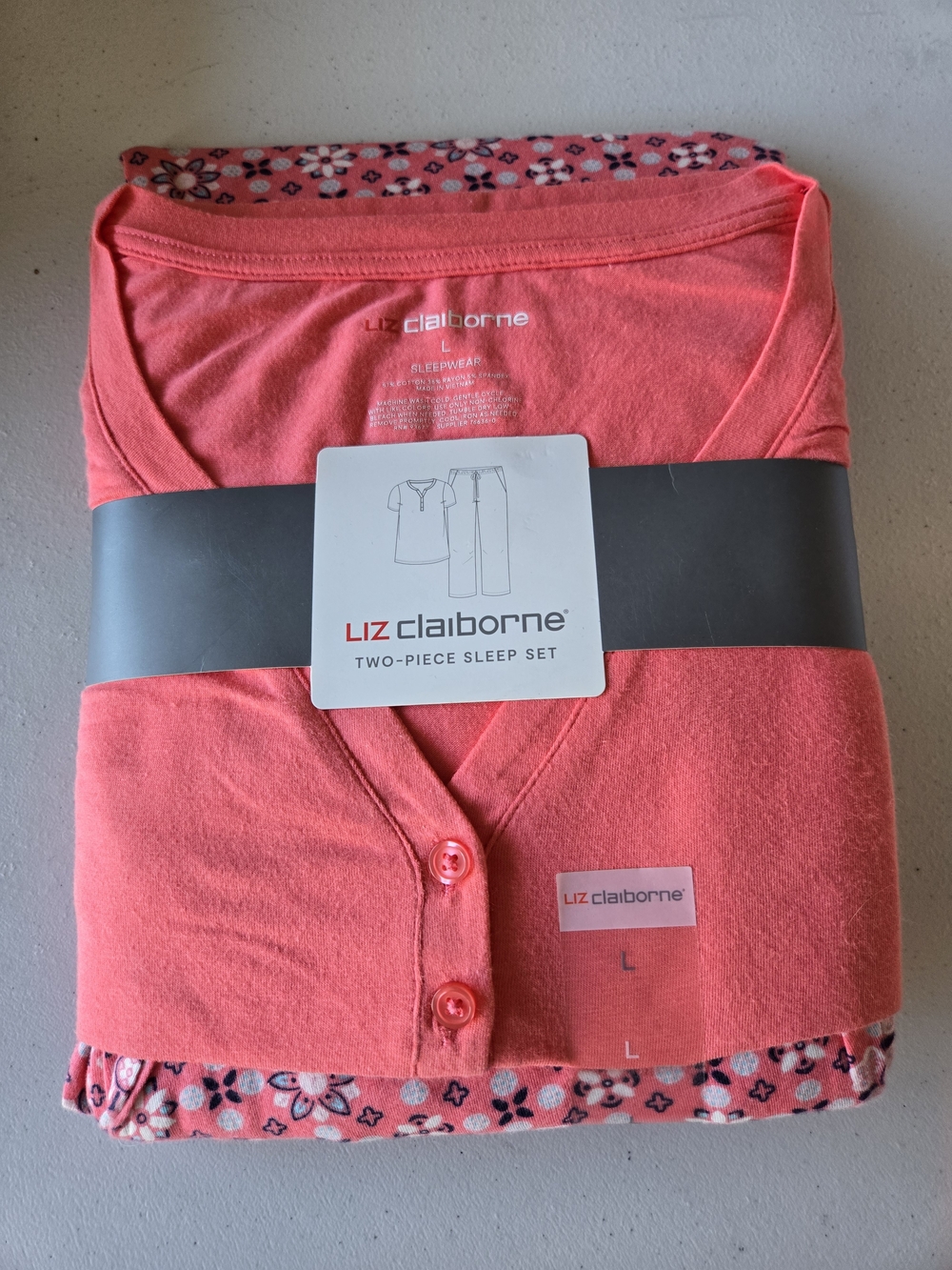 Liz Claiborne Coral Pink Two-Piece Womens Sleep Set